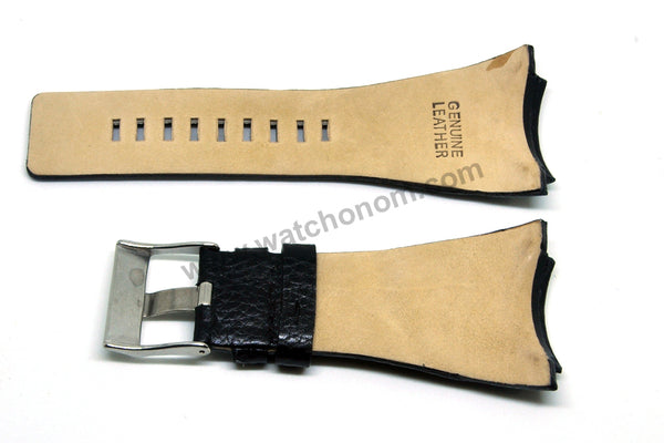 Compatible with Diesel DZ1368 , DZ1369 - 28mm Black Genuine Leather Watch Strap Band