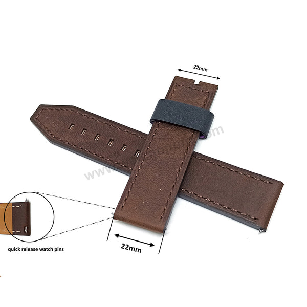 Fossil FS4656 Machine Medium Fits with 22mm Vintage Brown Genuine Leather Replacement Watch Band Strap