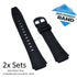 2x SETS Black Rubber Watch Bands Straps Belts Fits with Casio AW-80 , AW-82