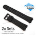 2x SETS Black Rubber Watch Band / Strap Compatible for Casio Edifice EF-305 , EF-305D