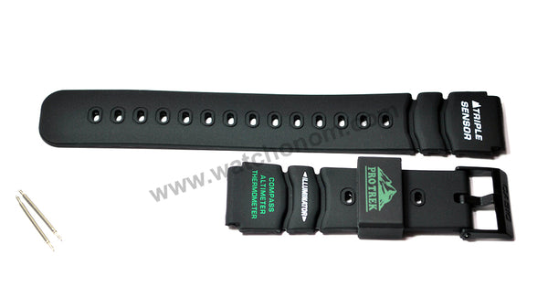 20mm Black Rubber Watch Band / Strap compatible for Casio Protrek ATC-1000 , ATC-1100 , ATC-1200 , PRT-400 , PRT-410 , PRT-500