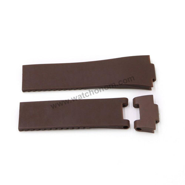 Compatible with Ulysse Nardin 12mmx25mm Brown Rubber Replacement Watch Band Strap