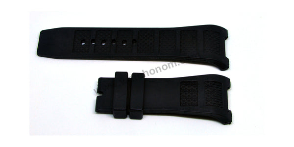 Compatible for IWC Ingenieur IW322404 , IW322503 , IW322504 - 30mm Black Rubber Curved Replacement Watch Band Strap