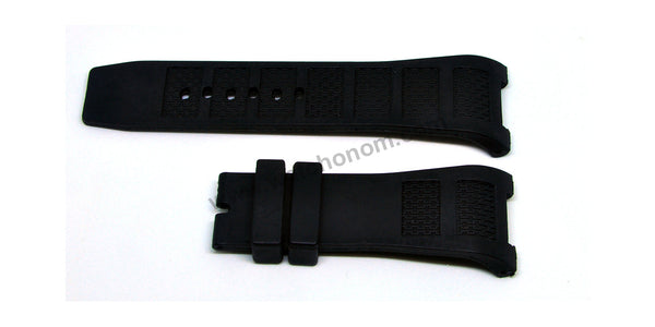 Compatible for IWC Ingenieur IW323401 , IW323601 , IW323602 , IW323603 , IW323608 - 30mm Black Rubber Curved Replacement Watch Band Strap