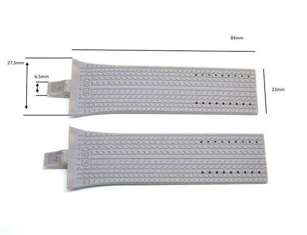 Porsche Design Flat Six P6360 27mm GRAY Rubber Watch Band-Strap 6360