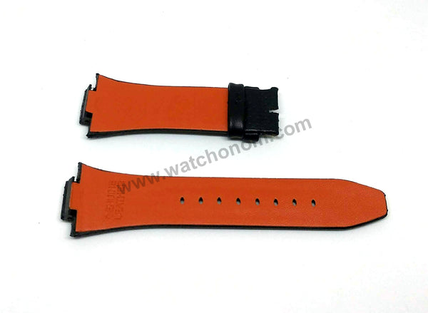 Seiko Sportura 7T62-0ED0 - SNA595P2 , 7L22-0AD0 - SNL029P2 Fits with 15mm Handmade Orange Stitch on Black Genuine Leather Watch Band Strap