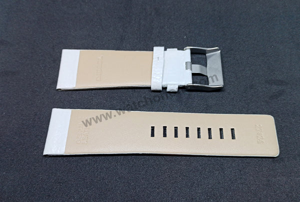 Fits/For Diesel DZ1405 , DZ1476 Master Chief - 27mm White Genuine Leather Watch Band Strap Belt