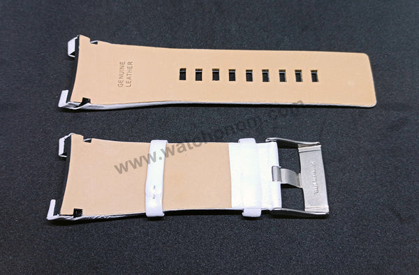 Fits/For Diesel Bugout DZ4247 , DZ4286  -  32mm White Genuine Leather Replacement Watch Band Strap