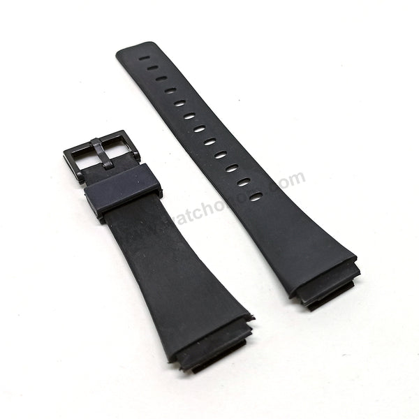 Fits/For Casio MRW-10 , MW-35 , MW-32 , W-90 , W-91 - 18mm Black Rubber Replacement Watch Band Strap