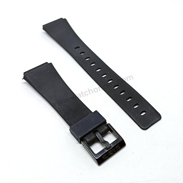 Fits/For Casio MRW-10 , MW-35 , MW-32 , W-90 , W-91 - 18mm Black Rubber Replacement Watch Band Strap