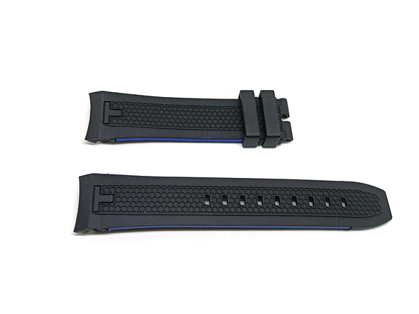 23mm Black Rubber with Blue Lines Replacement Watch Strap Band fits with Tissot PRS 516 T079427