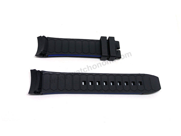 23mm Black Rubber with Blue Lines Replacement Watch Strap Band fits with Tissot PRS 516 T079427