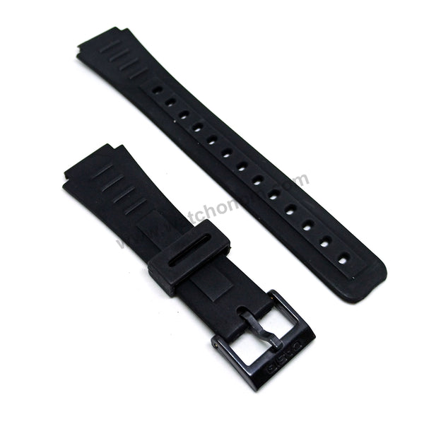 Fits/For Casio CMD-10 , CMD-20 , CMD-30 , CMD-65 , EXP-10 , ABC-30 , BP-100 - 17mm Black Rubber Silicone Replacement Remote Control Watch Band Strap Belt