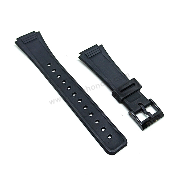 Fits/For Casio AQ-47 - 18mm Black Rubber Silicone Replacement Watch Band Strap Belt