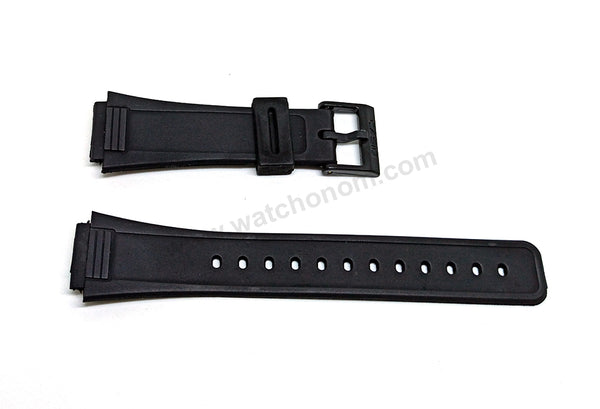 Fits/For Casio AQ-47 - 18mm Black Rubber Silicone Replacement Watch Band Strap Belt