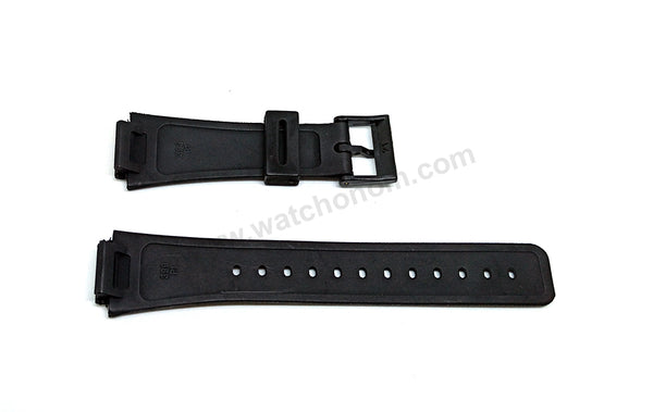 Fits/For Casio AQ-47 - 18mm Black Rubber Silicone Replacement Watch Band Strap Belt