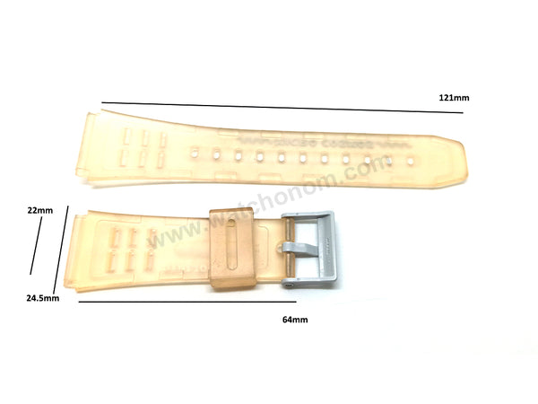 NOS Genuine Casio Micro Cosmos DBC-63MC Telememo 50 - Transparent Orange Rubber Watch Band Strap Belt - Case Bezel Set