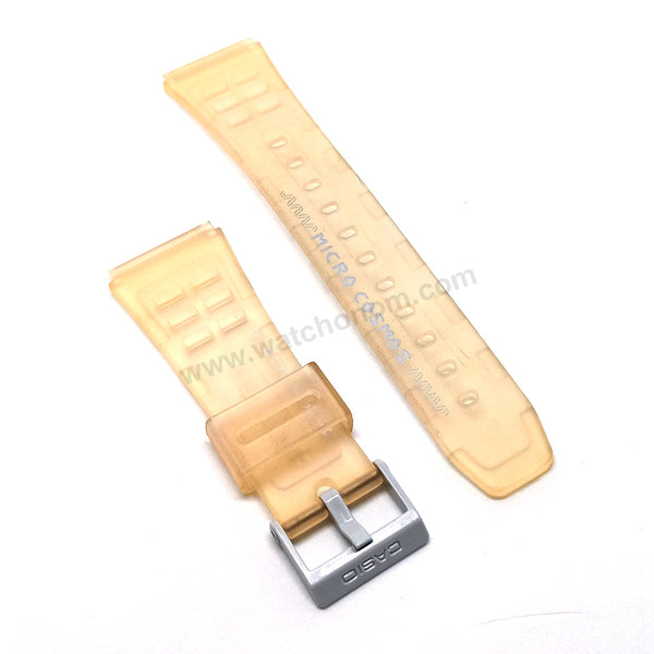 NOS Genuine Casio Micro Cosmos DBC-63MC Telememo 50 - Transparent Orange Rubber Watch Band Strap Belt - Case Bezel Set