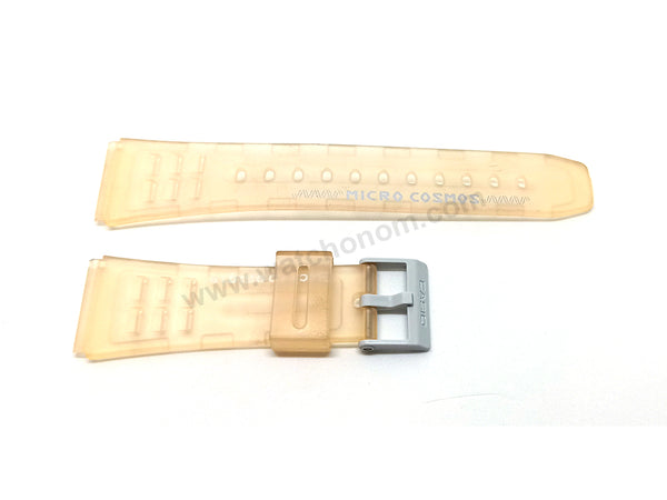 NOS Genuine Casio Micro Cosmos DBC-63MC Telememo 50 - Transparent Orange Rubber Watch Band Strap Belt - Case Bezel Set