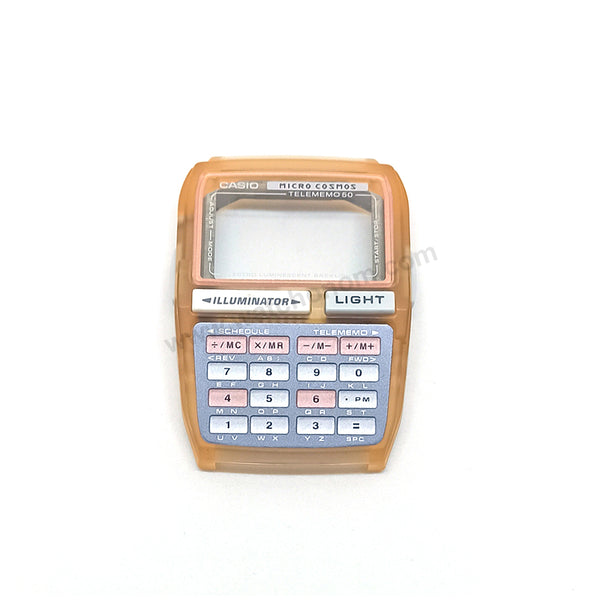 NOS Genuine Casio Micro Cosmos DBC-63MC Telememo 50 - Transparent Orange Rubber Watch Band Strap Belt - Case Bezel Set