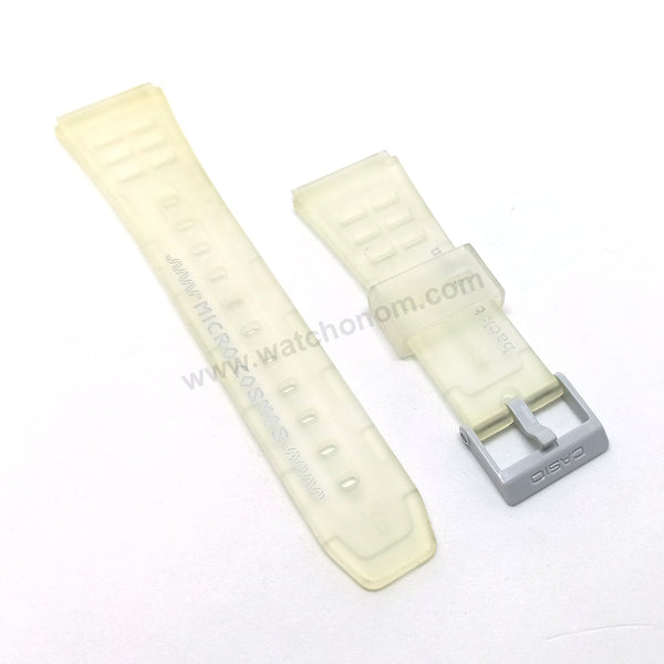 NOS Genuine Casio Micro Cosmos DBC-63MC Telememo 50 Transparent Gray Rubber Watch Band Strap - Case Bezel Set