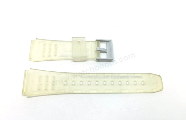 NOS Genuine Casio Micro Cosmos DBC-63MC Telememo 50 Transparent Gray Rubber Watch Band Strap - Case Bezel Set