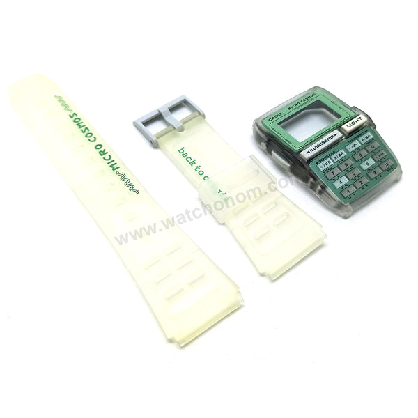 NOS Genuine Casio Micro Cosmos DBC-63MC Gray-Green Rubber Watch Band Strap - Case Bezel Set