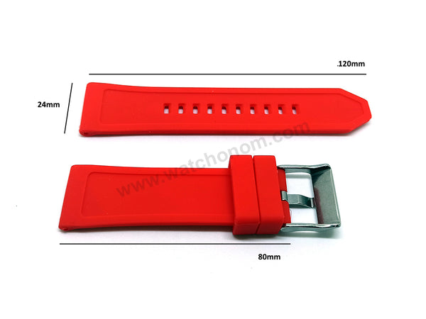 Diesel DZ4481 Overflow , DZ4388 Ironside Compatible with  - 24mm Red Rubber Silicone Replacement Watch Strap Band
