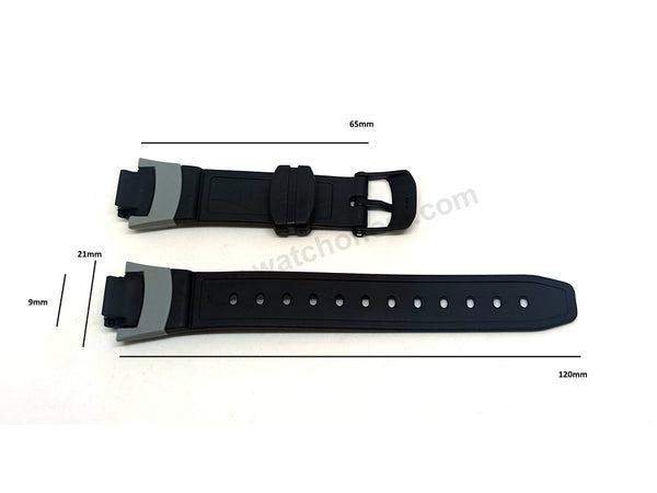 Genuine Casio LW-120H - 9mm Black Rubber Watch Band Strap - RARE Belt