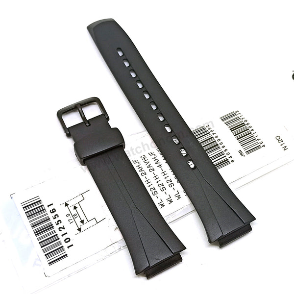 Genuine Casio WL-S21H - 16mm Black Rubber Silicone Replacement Watch Band Strap Belt