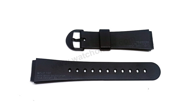 Genuine Casio FTP-30 Flip Top Data bank Calculator Tele Memory 50 fits/for 19mm Black Rubber Replacement Watch Band Strap Belt - NOS Authentic