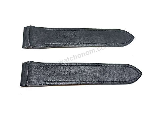 23mm Black Genuine Leather Replacement Watch Strap Band Fits with Cartier Santos