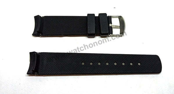 Fits/For N15614 , NAI3513G , NAI3514G , NAI3516G , NAI3517G - 22mm Black Rubber Silicone Curved End Replacement Watch Band Strap