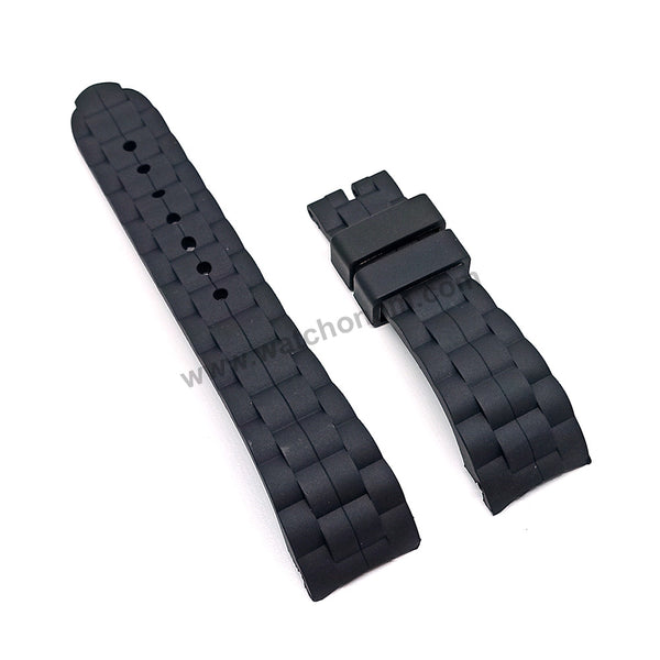 Fits/For Chopard Happy Sport 42mm 288499-3007 , 288499-3009 , 288499-3011 - 22mm Black Rubber Watch Band Strap