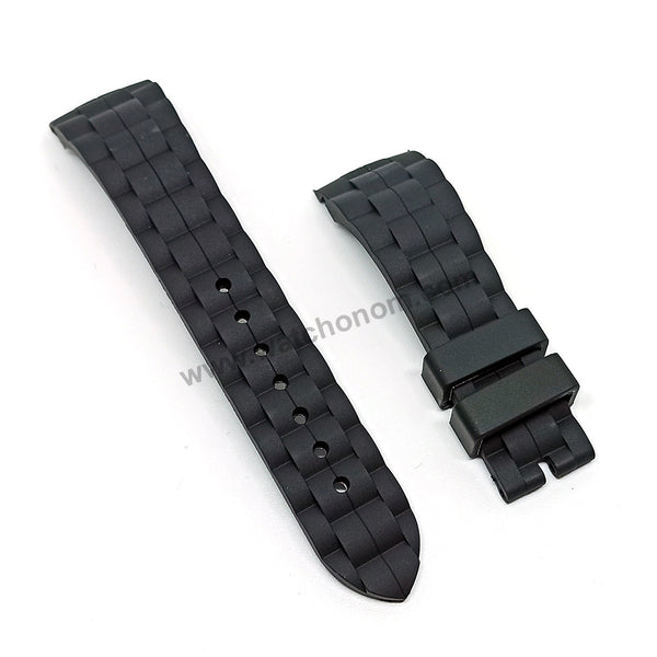 Fits/For Chopard Happy Sport 42mm 288499-3007 , 288499-3009 , 288499-3011 - 22mm Black Rubber Watch Band Strap