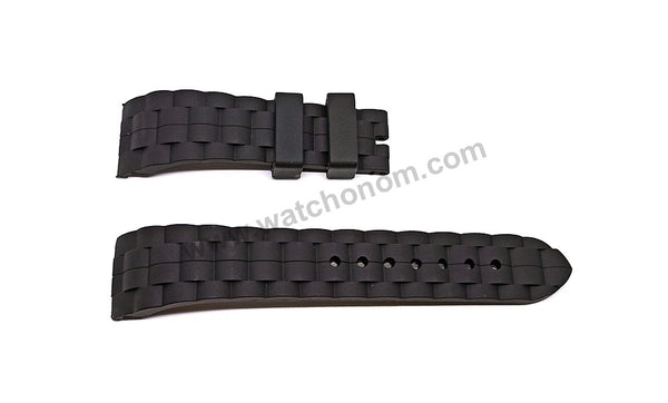 Fits/For Chopard Happy Sport 42mm 288499-3007 , 288499-3009 , 288499-3011 - 22mm Black Rubber Watch Band Strap