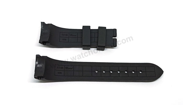 Fits/For Chopard Happy Sport 42mm 288499-3007 , 288499-3009 , 288499-3011 - 22mm Black Rubber Watch Band Strap