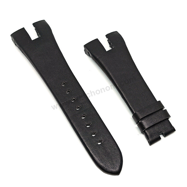 28mm Handmade Black Genuine Leather Watch Band Strap Compatible For Seiko Arctura 7L22-0AW0 - SNL059P9 , 7T62-0JS0 - SNAD10P1