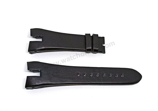 28mm Handmade Black Genuine Leather Watch Band Strap Compatible For Seiko Arctura 7T62-0JA0 SNAC21P1 , SNAC19P1