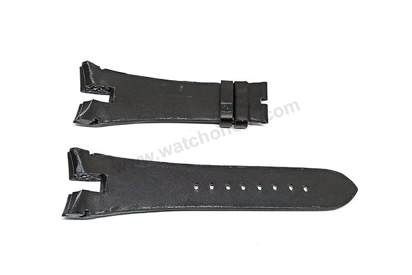 28mm Handmade Black Genuine Leather Watch Band Strap Compatible For Seiko Arctura 7T62-0JA0 SNAC21P1 , SNAC19P1