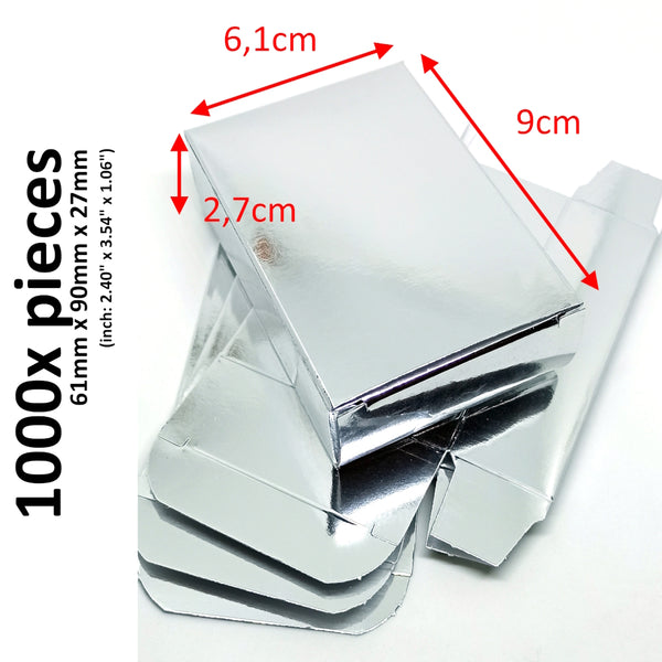 6.1x9x2.7cm (2.40"x3.54"x1.06") - Metalized Silver Paper Cardboard Box Gift Small Sized Items Packaging Card Deck , Tie and Handkerchief