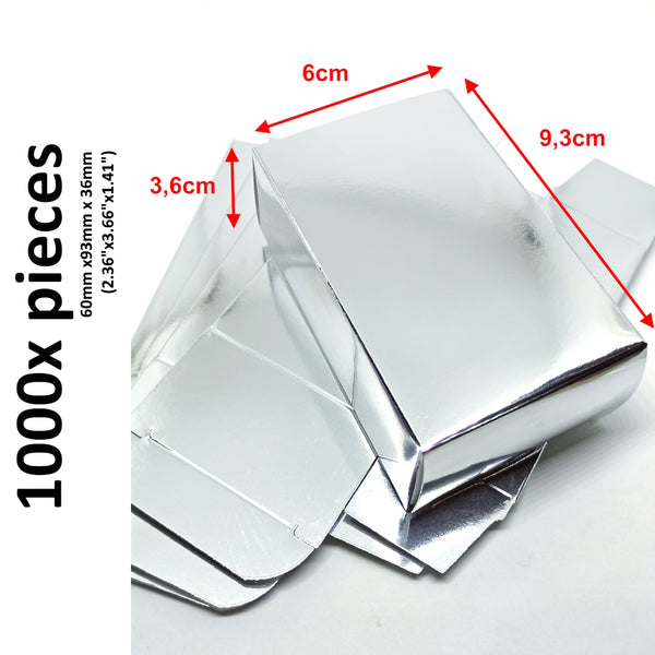 6x9.3x3.6cm (2.36"x3.66"x1.41") - Metalized Silver Paper Cardboard Box Gift Small Sized Items Packaging Card Deck , Tie and Handkerchief