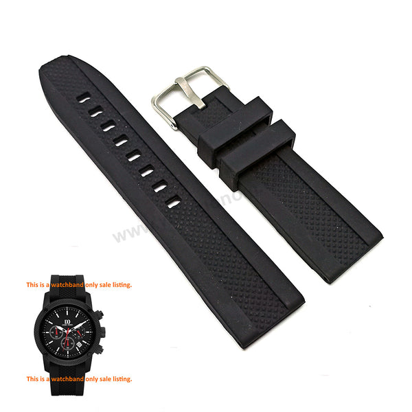 Fits/For Danish Design IQ13Q1020 with Black Silicone/Rubber Replacement Watch Band Strap Belt