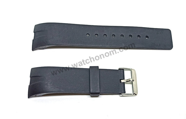 28mm Black Rubber Silicone Replacement Watch Band Strap Compatible with Dice Kayek DK-4000