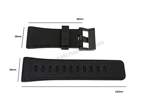 Fits/For Diesel DZ4201 - Soft Silicone Black Rubber Replacement Watch Band Strap