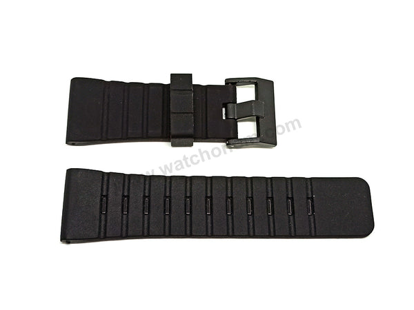 Fits/For Diesel DZ4201 - Soft Silicone Black Rubber Replacement Watch Band Strap