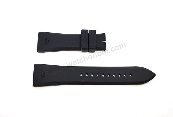 Fits/For Emporio Armani AR4237 , AR4239 , AR0349 , AR0499 - 24mm Black Rubber Silicone Replacement Watch Band Strap Belt