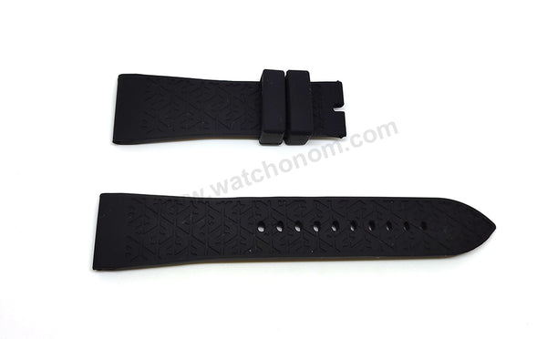 Fits/For Emporio Armani AR4237 , AR4239 , AR0349 , AR0499 - 24mm Black Rubber Silicone Replacement Watch Band Strap Belt