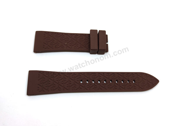 Fits/For Emporio Armani AR0348 , AR0337 , AR0338 - 24mm Brown Rubber Silicone Replacement Watch Band Strap Belt