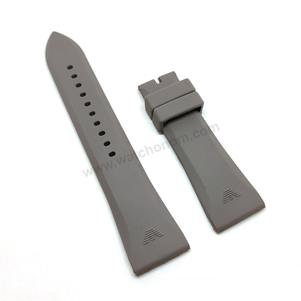 Fits/For Emporio Armani AR4238 , AR0336 - 24mm Gray Rubber Silicone Replacement Watch Band Strap Belt